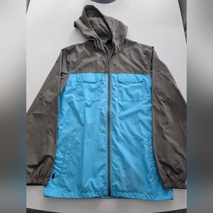 Oakley Two-Tone Hooded Windbreaker Jacket - Gray & Light Blue